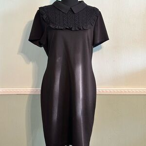 Ivanka Trump Black Ruffled Sheath Mini Dress